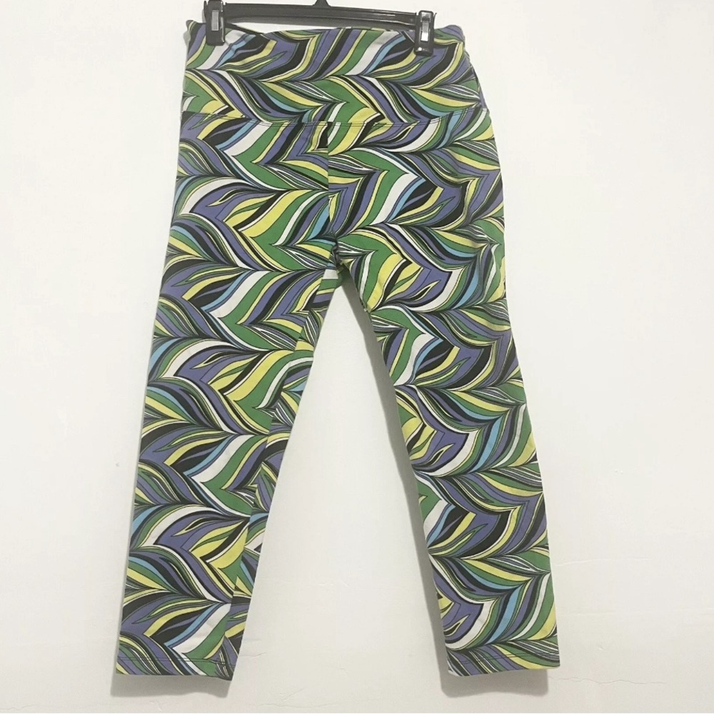 Slimsation By Multiples Green & Blue Swirl Print Capris